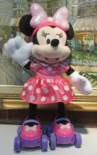 Disney 17 " Roller Skating Minnie Mouse Talking Singing Toy Hot Pink & Black