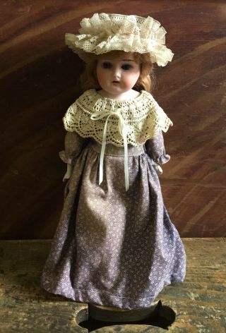 Antique Porcelain Bisque Doll Sleepy Eyes Teeth Leather Body 11”
