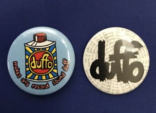 Duffo Bundle Of 2 Vintage Pin Badges - Late 70 