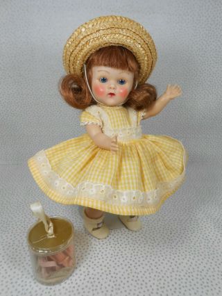 Vintage Vogue Ginny 80 From Ginny Series " Wavette " Doll W/case - Yellow Dress