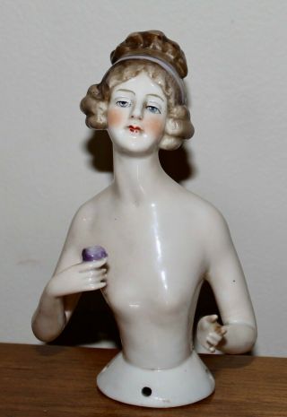 Lovely Antique Half Doll Arms Away Large Germany 4632