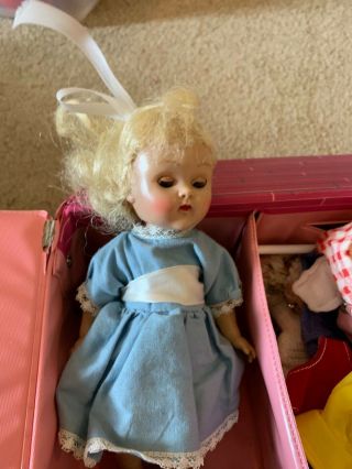 Vintage Ginny Dolls (3),  Vogue Clothing,  And Plastic Carry Case