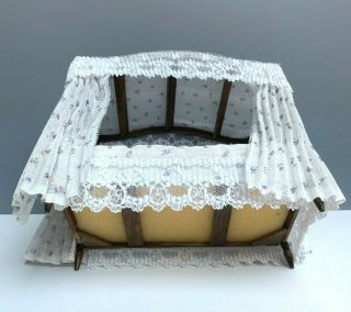 1:12 VTG DOLLHOUSE MINIATURE VICTORIAN BEDROOM FURNITURE CANOPY BED HANDCRAFTED 3