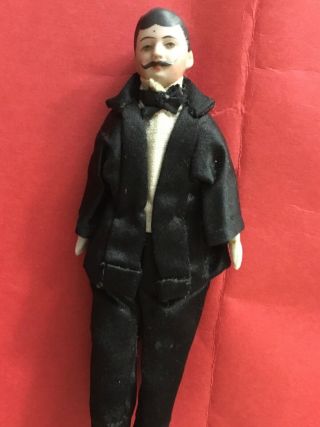 Antique German Bisque Doll House Gentleman With Handlebar Moustache