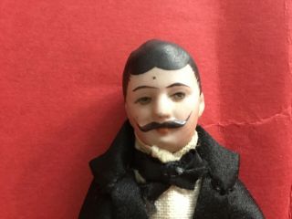 Antique German Bisque Doll house Gentleman with handlebar moustache 3