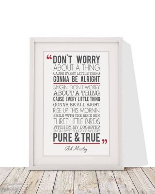 Bob Marley Don ' t Worry About A Thing Three Song Lyrics Framed With Mount 12 x 10 3