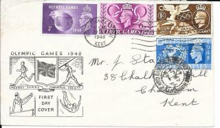 1948 Olympic Games On Rare Medway Towns Philatelic Society Fdc