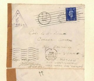 Russia Ww2 British Diplomatic Bag Mail Moscow Cover 1941 {samwells}ap565