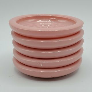 Set Of 6 Vintage Pink Milk Glass 3.  5 " Coasters For Tumblers Or Drinks