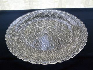 Indiana Glass Clear Weavetex 11 " Serving Platter Tray Plate