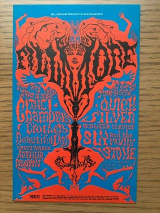 Fillmore Handbill/pc Bg - 125 - Pc - A Chambers Bros. ,  Quicksilver,  Sly & Family Stone