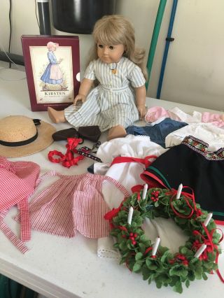 American Girl Doll Kirsten Pleasant Company With Clothing And Book Set