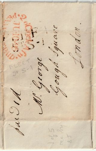 1795 Rrr Fleet St S - 1 & Red Oval Time Mark London Letter Mrs E Dennis @ St Johns