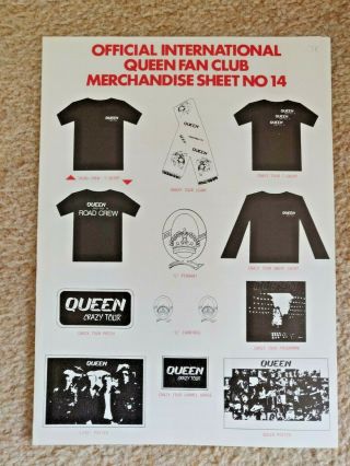 Official Queen Fan Club Merchandise Sheet - Number 14 - Winter 1979