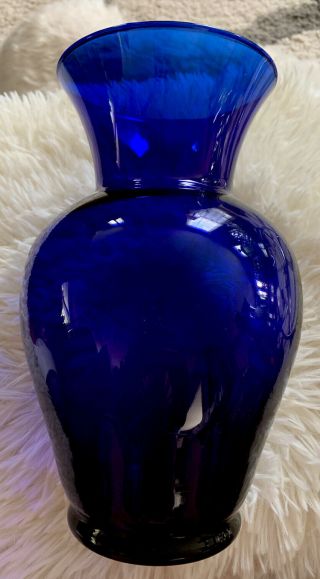 Cobalt Blue Glass Vase Flared Top 9 Inches Tall Vintage Style Stunning