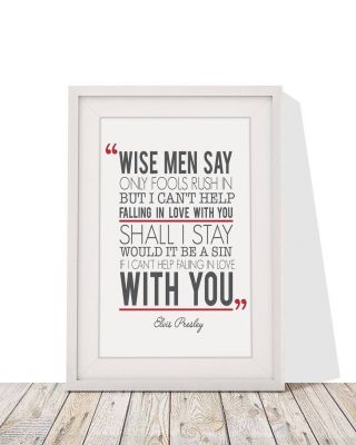 Elvis Presley Wise Man Say Song Lyrics Framed Print With Mount 12 X 10 Inch