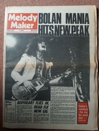 Melody Maker Music Newspaper March 25th 1972 Marc Bolan Cover