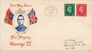Gb 1937 (10th May) Kgvi 1/2d & 1d On Illustrated Fdc