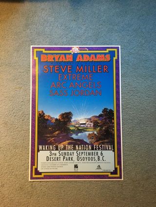 Bryan Adams Steve Miller Concert Poster 1992 Masse Extreme