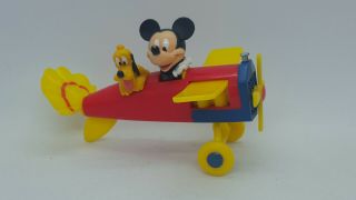 Vintage Walt Disney Decopac Mickey Mouse & Pluto In Airplane Plane