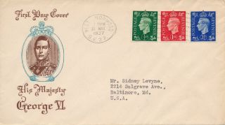 Gb 1937 (10th May) Kgvi 1/2d,  1d & 21/2d On Illustrated Fdc,  Cat £50