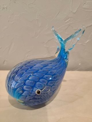 4.  5 " Murano Art Glass Blue Whale Figurine