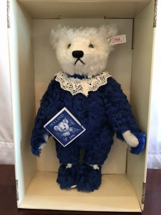 Steiff 12 " Holland Delfter Blue/white Mohair Teddy Bear Limited Edition 1996