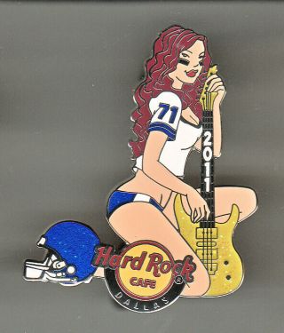 Hard Rock Cafe Pin: Dallas 2011 Football “player” Girl & Guitar Le300