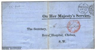 Gb Cover Indian Mutiny Prize Money Part Form 52nd Foot Oxfordshire 1863 38a.  21