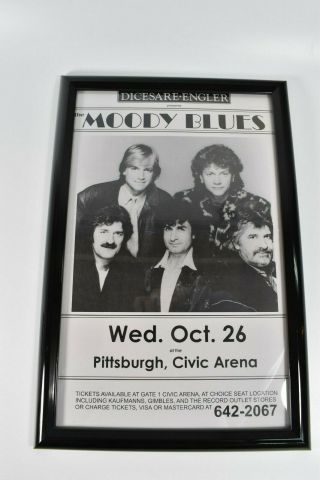 Moody Blues Pittsburgh 12 " X 18 " Framed Rock And Roll Concert Poster Man Cave