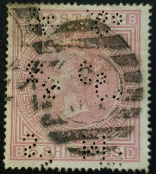 Duzik: Gb Qv Sg127 5s.  Pale Rose Plate? B - D Perfin Stamp (no883)