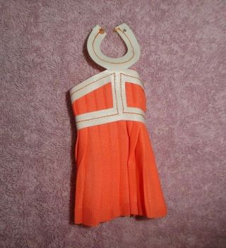 Vintage Barbie Doll - Vintage No Bangs Francie Orange Dress