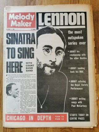 Melody Maker Newspaper December 6th 1969 John Lennon Cover.