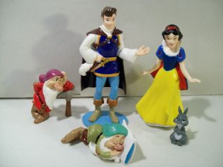 Disney Snow White & The Seven Dwarfs Pvc Figures Prince Charming Grumpy Sleepy