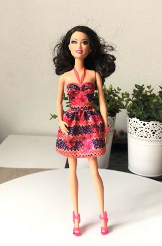 Barbie Doll Mattel Raquelle Party Glam 2013 Fashionistas Pink Purple Dress Toy