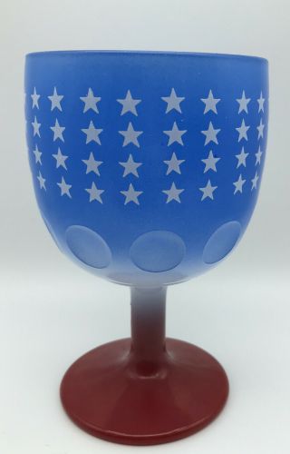 Bartlett Collins Red,  White,  And Blue,  Stars & Stripes Thumbprint Goblets Glass