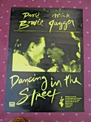 David Bowie Mick Jagger Dancing In The Street,  Us Emi Promo Poster 1985