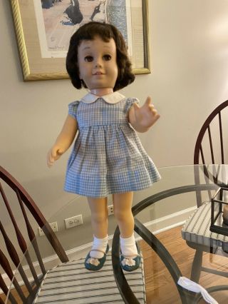Vintage 1960 Mattel Talking Chatty Cathy Doll W/checked Dress,  Apron And Shoes