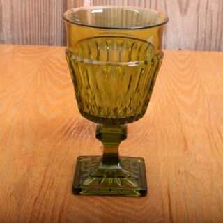 Vintage Indiana Glass Company Mount Vernon Green Glass Goblet Wine Water