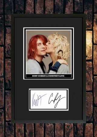 (250) Kurt Cobain & Courtney Love Signed A4 Photo//framed (pp) Great Gift @@@@