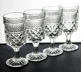 Vintage Water Goblets,  Anchor Hocking Wexford,  6 5/8 " Set Of 4