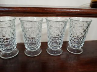 4 Vintage Whitehall Indiana Glasses Cubist Footed Water Ice Tea Drinking Glasses