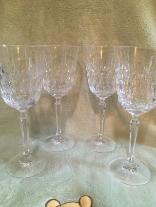 Vintage Cut Crystal Wine Glasses Set Of 4 Elegant Goblets
