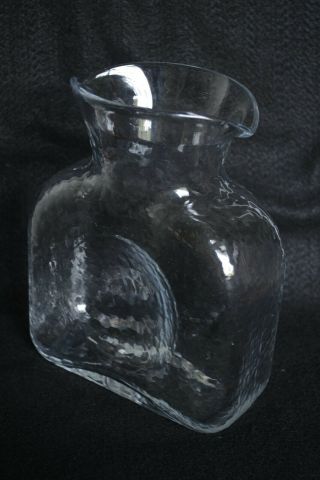 Vintage Blenko Clear Glass Double Spout Carafe Decanter Vase With Smooth Pontil