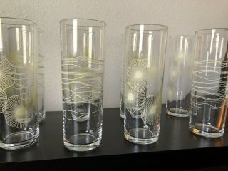 Set Of 8 - Vintage Mid Century Modern Mcm Drinking Glasses Tall