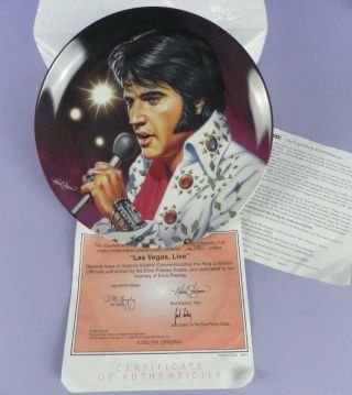 Elvis Presley Collectors Plate - Las Vegas Live,  With Certificate & Box
