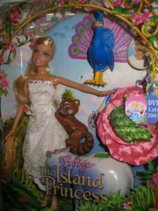 Nrfb 2007 Island Princess Rosella Barbie Doll In White Dress W/animals Giftset