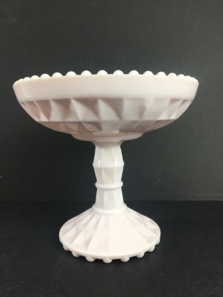 Jeannette Shell Pink Milk Glass Compote Candy/nut Compote Pedestal 5.  5 " Tall Vtg