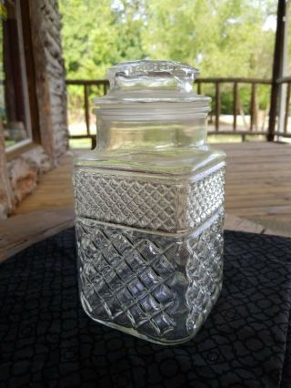 Vintage Anchor Hocking Wexford Clear Glass Flour Canister Jar 9.  25 " Tall W/ Lid