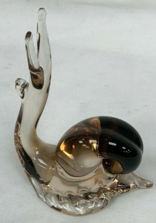 Murano Italy Brown Tonal Decorative Modern Art Glass Snail Ornament 818 2